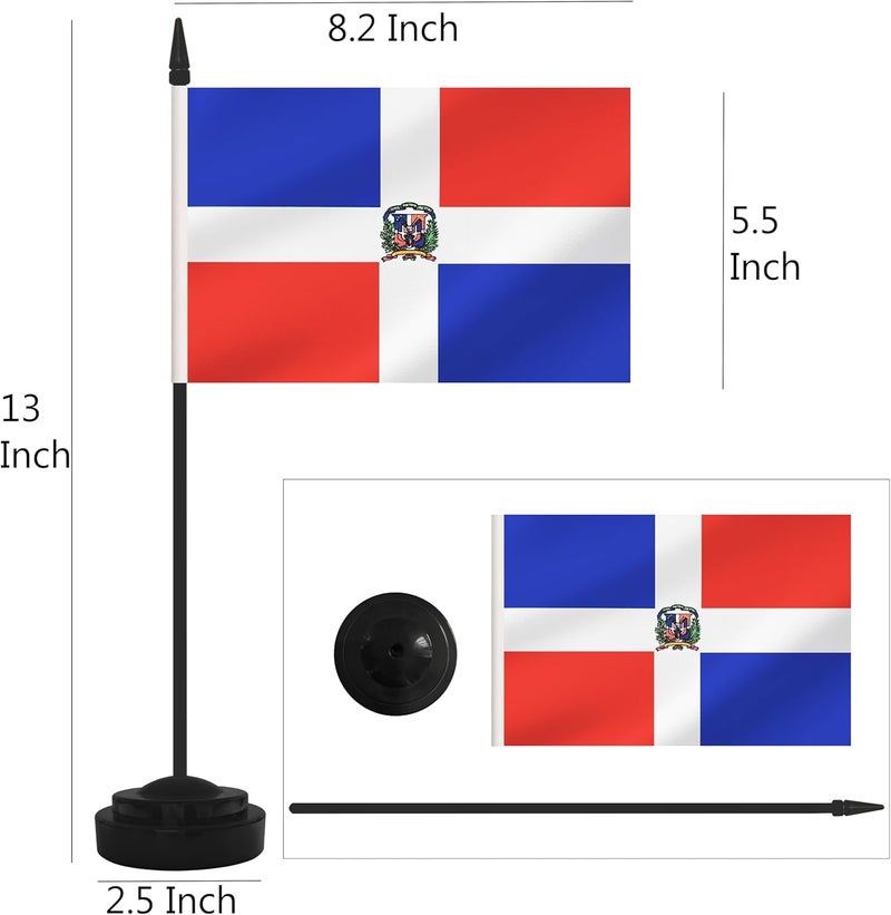 Yamiuo 2 Pack Dominica Desk Flag Set, Dominican Desktop Small Miniature Table Office Flag with 12" Black Pole and Black Base, Offices, Classroom, Home, Festival Decoration (Dominica) - Image 2